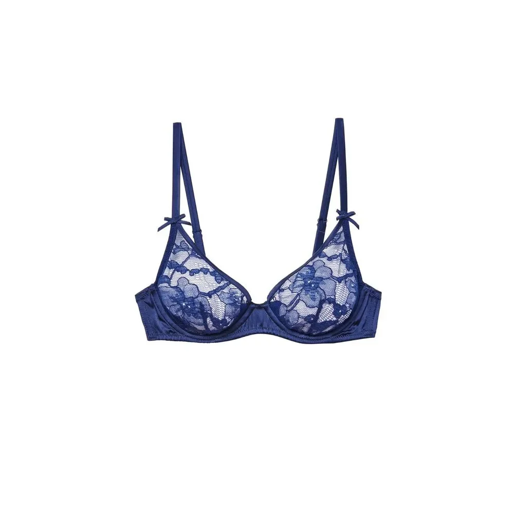 NWT Fleur du Mal Magnolia Lace Unlined Demi Bra in Lilac Purple Size 38G - Picture 7 of 15